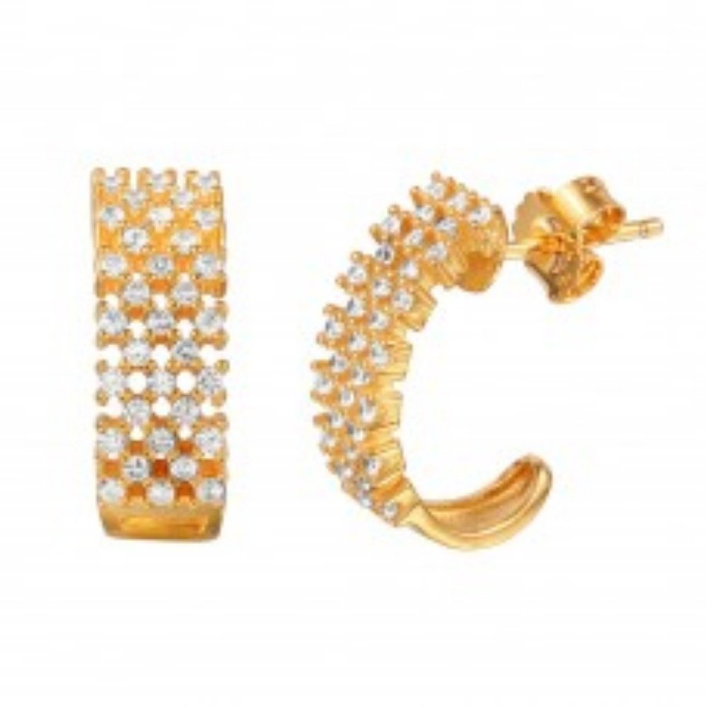 New sterling silver yellow gold stud earrings - Picture 1 of 1